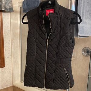 Guess Black Quilted Zip Vest